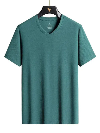 Plus Size 7XL 8XL 9XL Summer V-Neck T-shirts For Men Ice Silk Cooling Quick-dry Breathable Men&