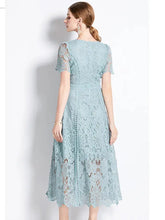 SMTHMA Vintage High-End O-Neck Short Sleeve Lace Hollow Out Dress For Women&