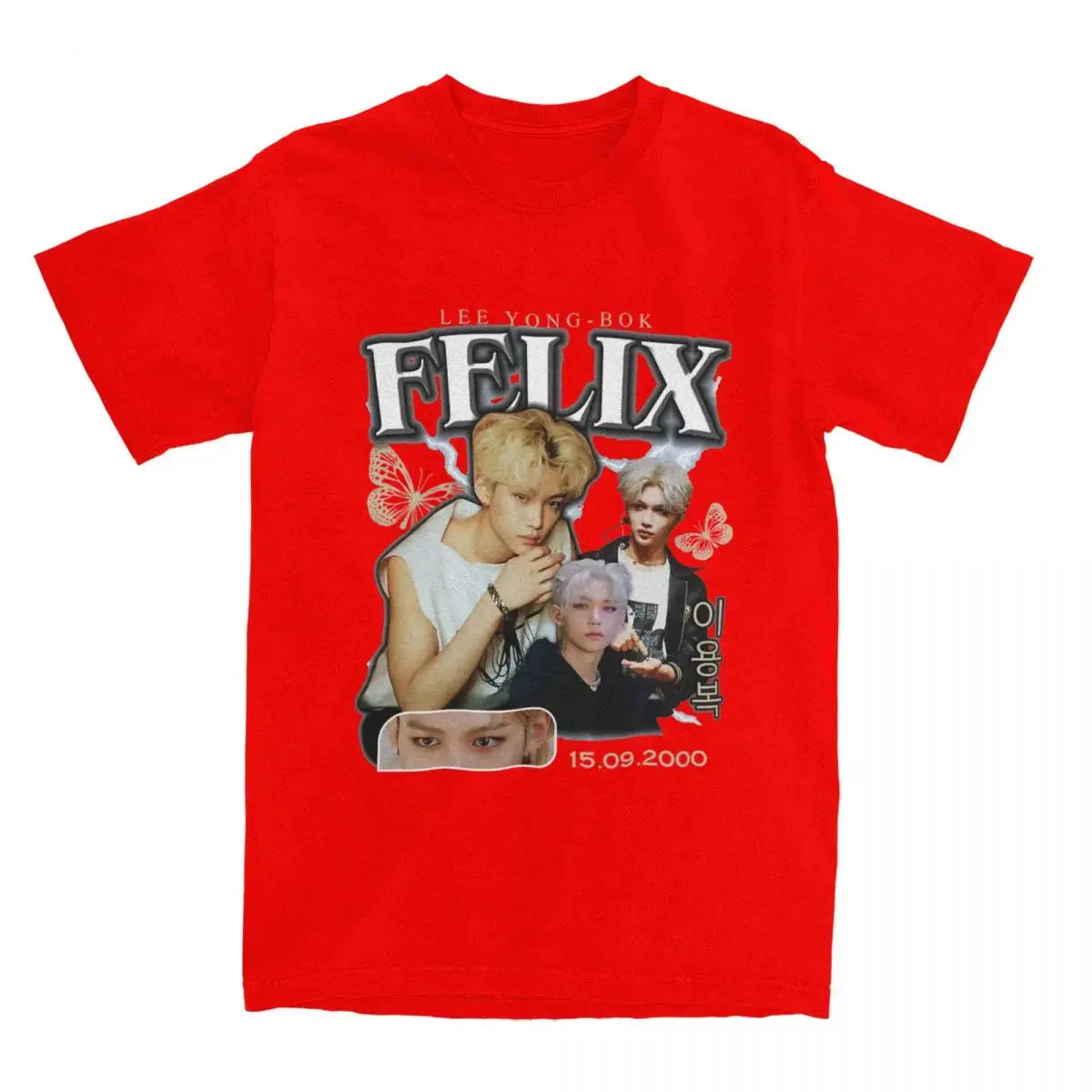 Men FELIX Korean Kpop Singer T Shirts Idol Cotton Clothing Summer Vintage Short Sleeve T-Shirt O Neck Harajuku Tshirt SHOPEZRA L.L.C.