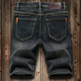 Summer Shorts Jeans Men Denim Pants Stretch Dark Blue Fashion Design Men&