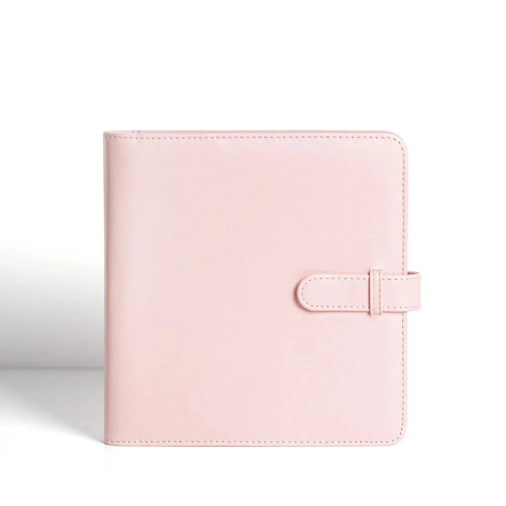 Square photo album with 288 card slots, solid color PU cover, designed for children's growth photos and instant camera prints.