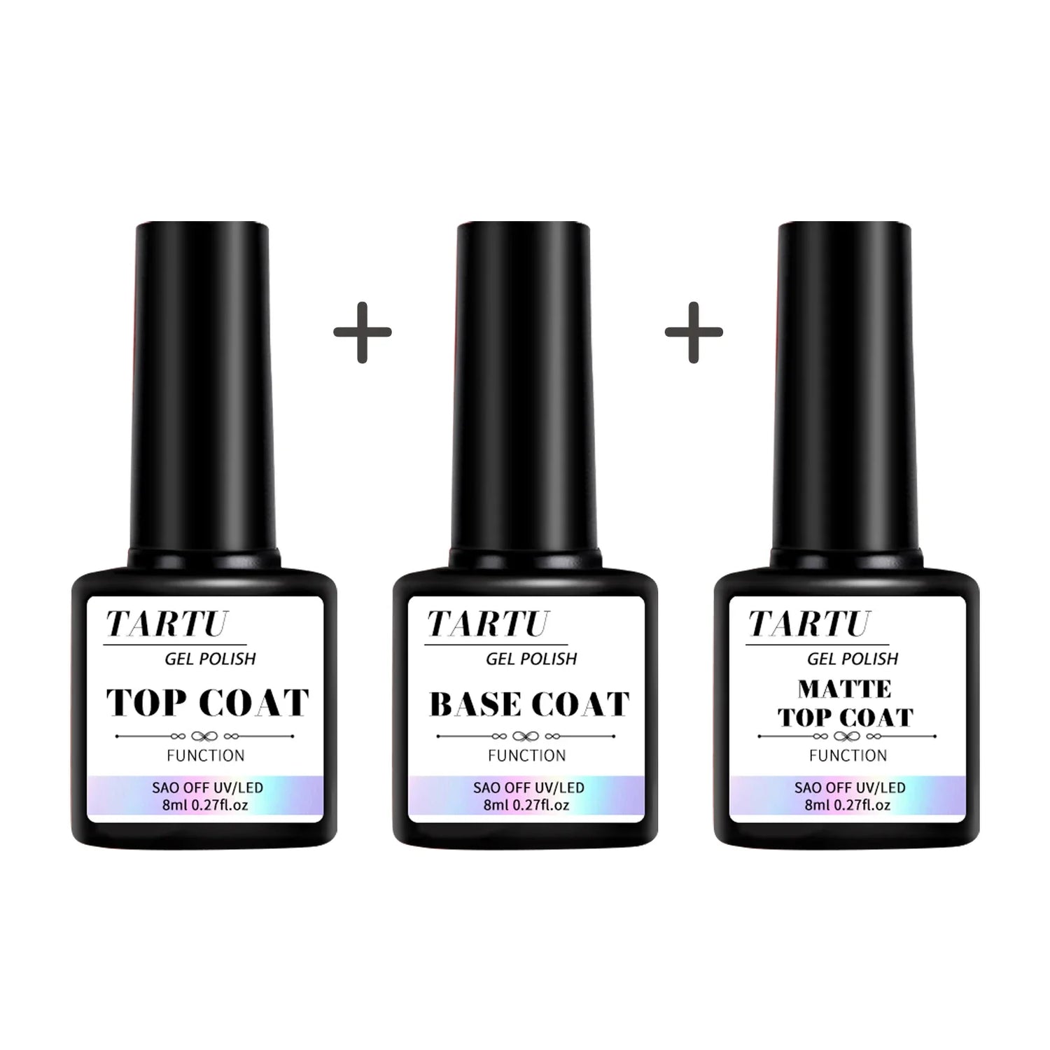 1pc/2pcs/3pcs 8Ml Functional Gel Nail Art Set with Base Coat and Diamond Top Coat,Matte Top ,Soak Off  for Nail Art Design Tool