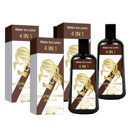 4-in-1 Chestnut Brown Hair Dye Shampoo for Long-Lasting Color &amp; Natural Instant Gray Coverage, Ginger &amp; Ginseng Enriched.