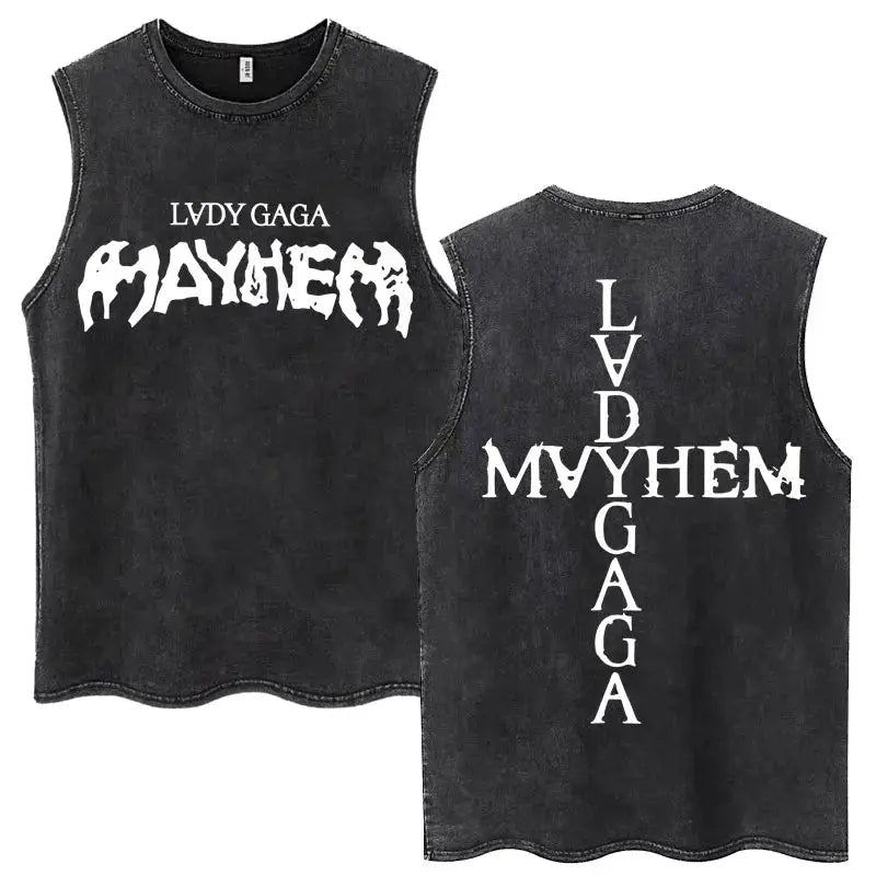 Lady Gaga The Mayhem Ball Tour 2025 Washed Tank Tops Fashion Men Women Vintage Y2K Sleeveless T Shirt 100% Cotton Oversized Tees SHOPEZRA L.L.C.