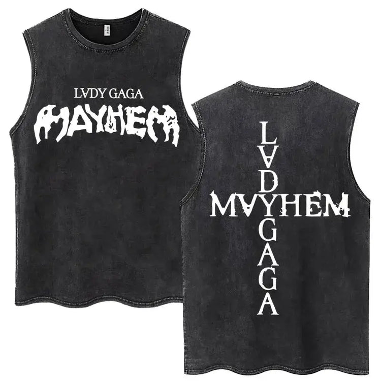Lady Gaga The Mayhem Ball Tour 2025 Washed Tank Tops Fashion Men Women Vintage Y2K Sleeveless T Shirt 100% Cotton Oversized Tees SHOPEZRA L.L.C.
