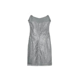 Rhinestone Shining Sexy Evening Dress Women Sleeveless Backless Slim Party Pleated Gown Female Dresses Street Vacation Lady Robe SHOPEZRA L.L.C.
