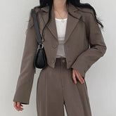 Suit Coat 2 Piece Set Women Blazer Jacket Straight Pants Ensemble Single Breasted Turn Down Collar Trousers Office Lady Outfits SHOPEZRA L.L.C.