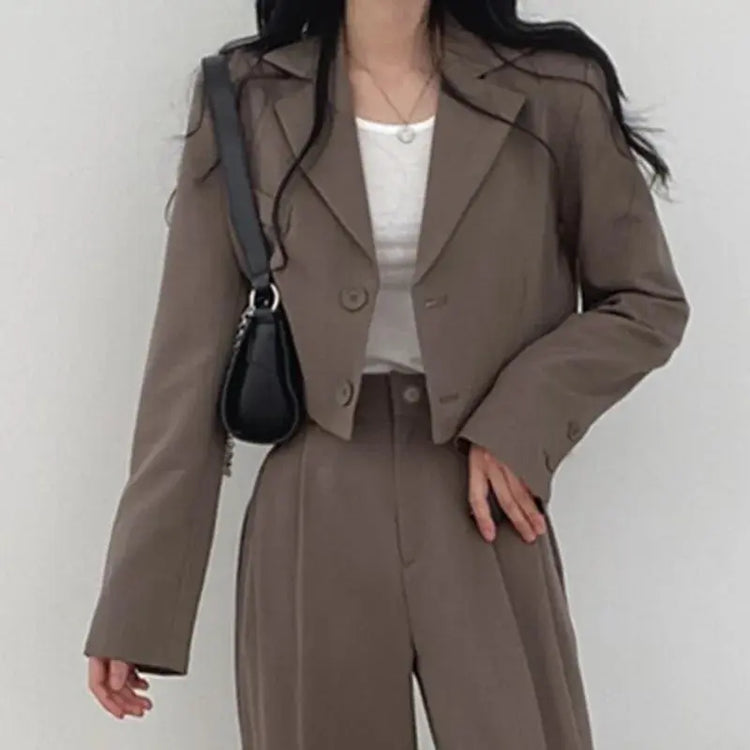 Suit Coat 2 Piece Set Women Blazer Jacket Straight Pants Ensemble Single Breasted Turn Down Collar Trousers Office Lady Outfits SHOPEZRA L.L.C.