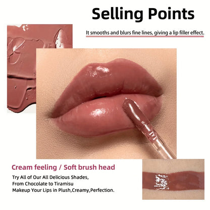 Hydrating Crystal Lip Oil - Plumping &amp; Moisturizing Gloss with Tinted Shades for All Skin Types
