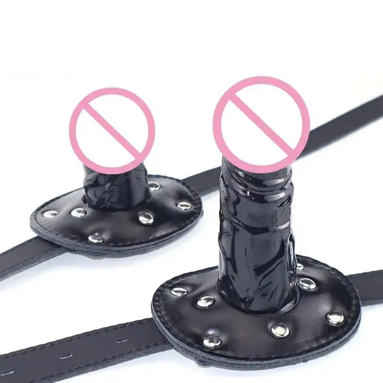 Dildo Deep Blowjob Gag Open Mouth Plug With Lock Leather Strapon Penis Butt Plug Bondage Restraint Lips For Couples Sex Toys SHOPEZRA L.L.C.