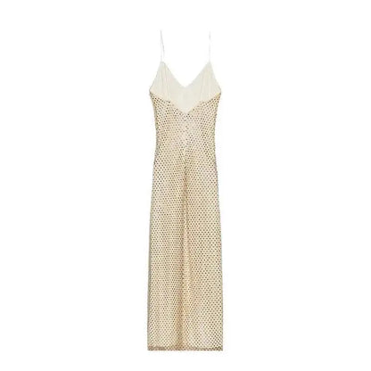 Rhinestone Shining Sexy Evening Dress Women Sleeveless Backless Slim Party Pleated Gown Female Dresses Street Vacation Lady Robe by Dropshipman