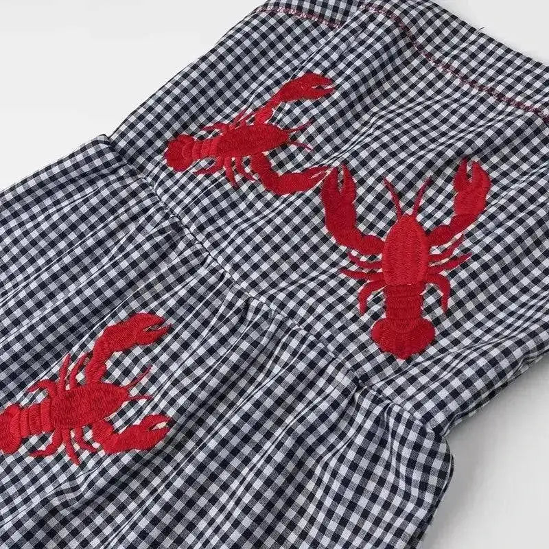 HXAO Embroidery Plaid Long Dresses Women Sleeveless Slip Midi Dress Woman Pleated Backless Beach Dress Vintage Summer Dress by Dropshipman