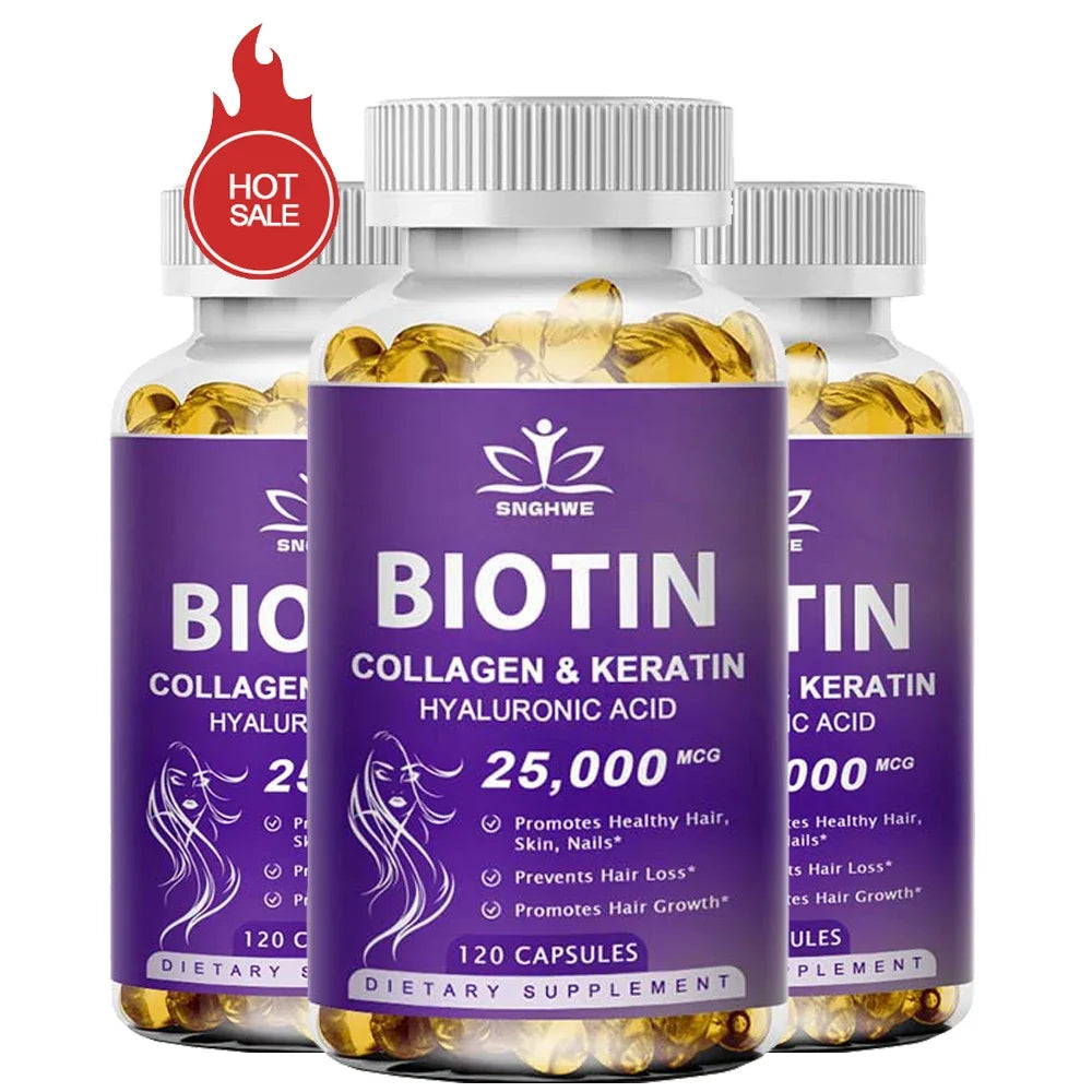 Free Sipping Biotin &amp; Collagen Supplement Nails,Shiny Hair,  Skin,Vegetarian Capsules Beauty Health