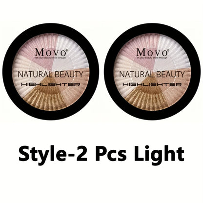 2pcs 5 Colors Highlighter Powder Palette With Pearly Shimmering, Shimmer Glitter Highlight Contouring Palette,