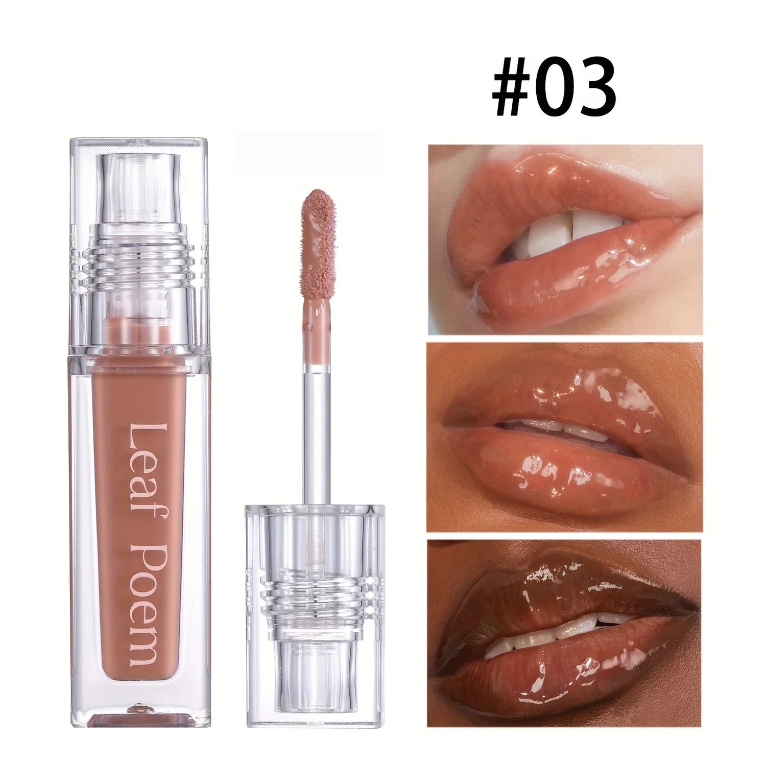 Hydrating Crystal Lip Oil - Plumping &amp; Moisturizing Gloss with Tinted Shades for All Skin Types