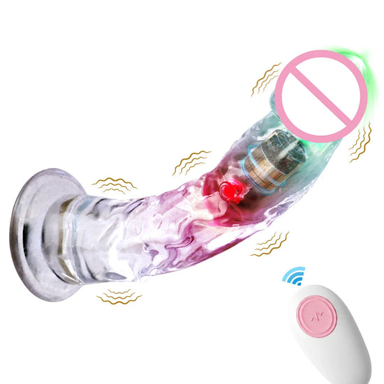 LED-Gelee-Dildo Vibrator Großer Phallus Realistischer Dildo Analstimulator Sexspielzeug Vibrationsfähiger Weicher G-Punkt-Massager für Frauen und Homosexuelle Erwachsenenspielzeug