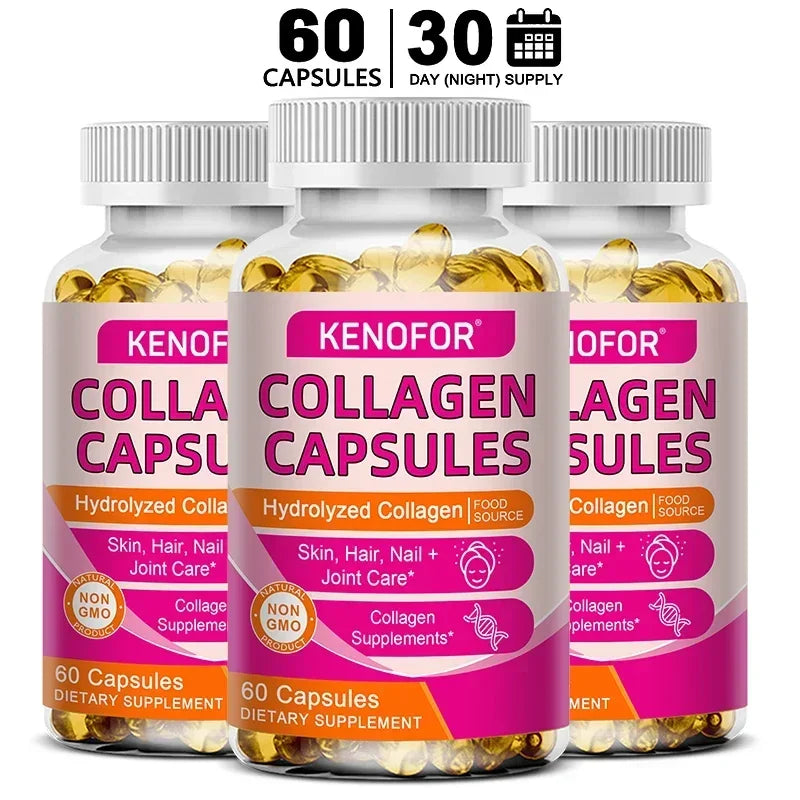 Kenofor 120 Hydrolyzed Collagen Capsules - Support Skin &amp; Joint &amp; Hair &amp; Nail Health - Collagen Supplement