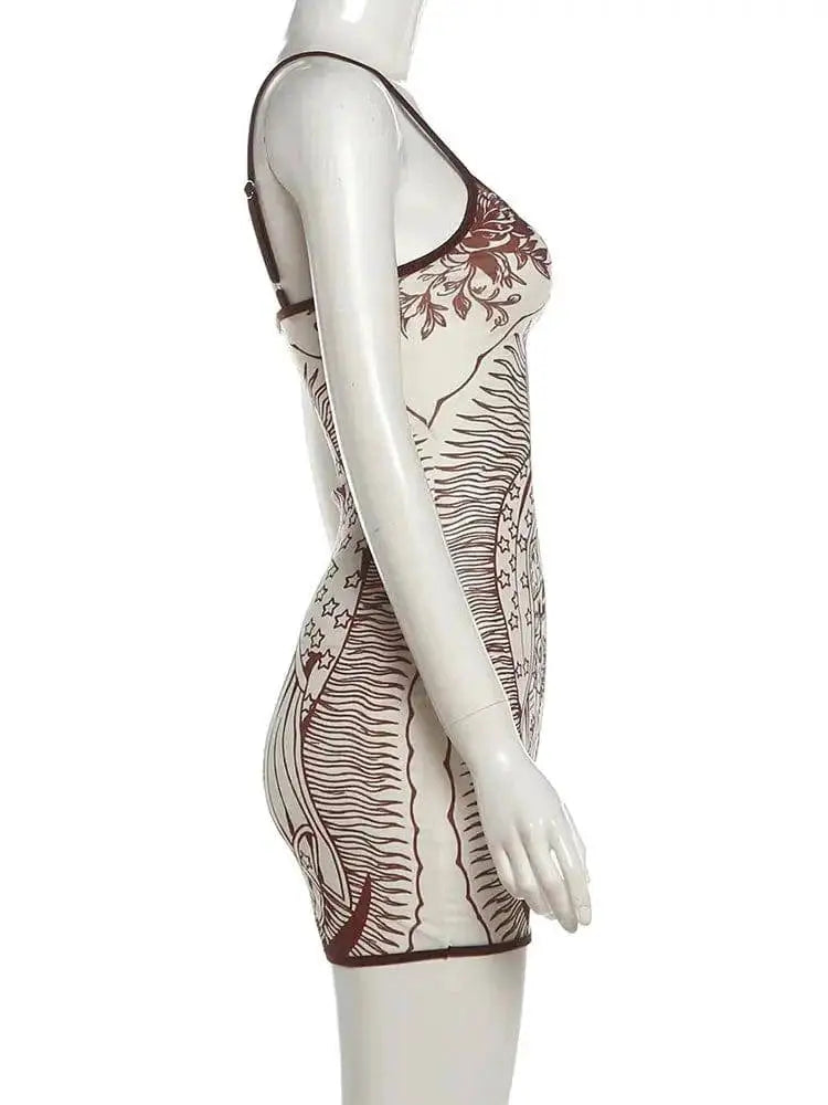 Weird Puss Art Print Dress Women Low-Neck See Through Skinny High Elasticity Sexy Midnight Summer New Trend Hottie Mini Bodycon by Dropshipman