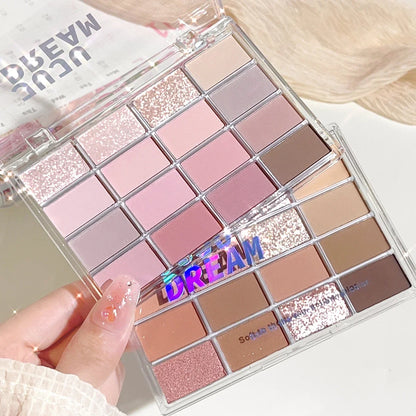 JUJU DREAM 16-Color Earth Tone Eyeshadow Matte &amp; Shimmer Palette, Lying Silkworm Brightener for Soft Daily Makeup
