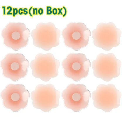 Reusable Women Breast Petals Lift Nipple Cover Invisible Petal Adhesive Strapless Backless Stick on Bra Silicone Breast Stickers