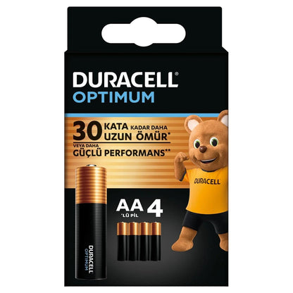 Duracell Optimum AA Alkaline Batteries 1.5V 4 Pack