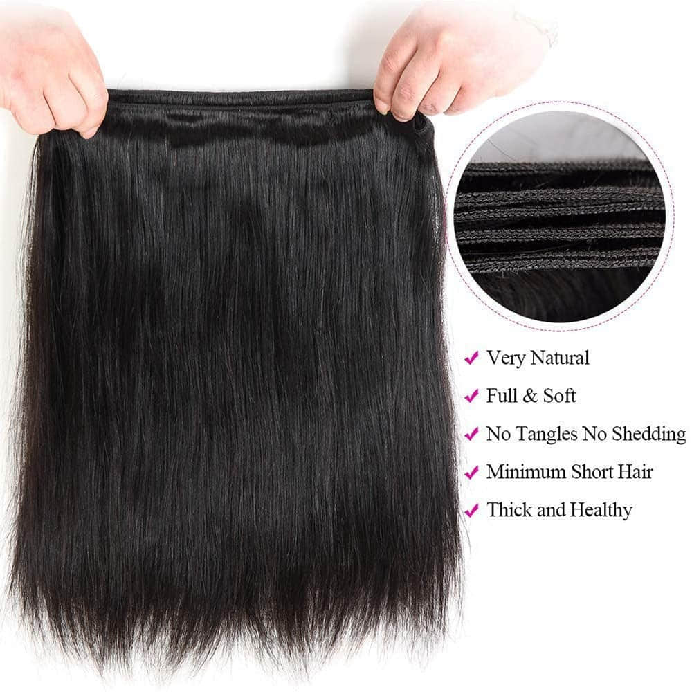 Straight Virgin Brazilian Hair Bundles Silky Smooth &amp; Soft Natural Color 10-30 Inch - Stariahair