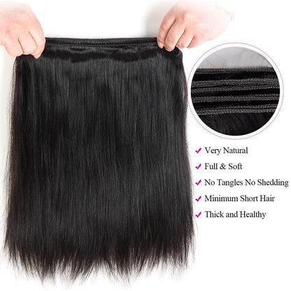 Straight Virgin Brazilian Hair Bundles Silky Smooth &amp; Soft Natural Color 10-30 Inch - Stariahair