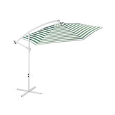 Ezra striped outdoor umbrella with green and white fabric, ideal for garden and patio shading and sun protection.