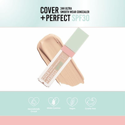 Show by Pastel Cover+Perfect Concealer SPF30 - High Coverage, Moisturizing, Long-Lasting Concealer for Flawless Finish