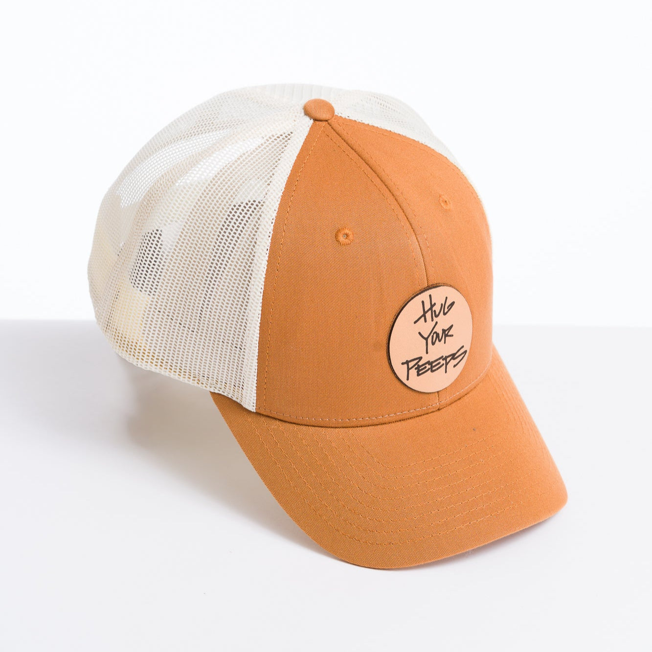 Hug Your Peeps Leather Patch Trucker Hat
