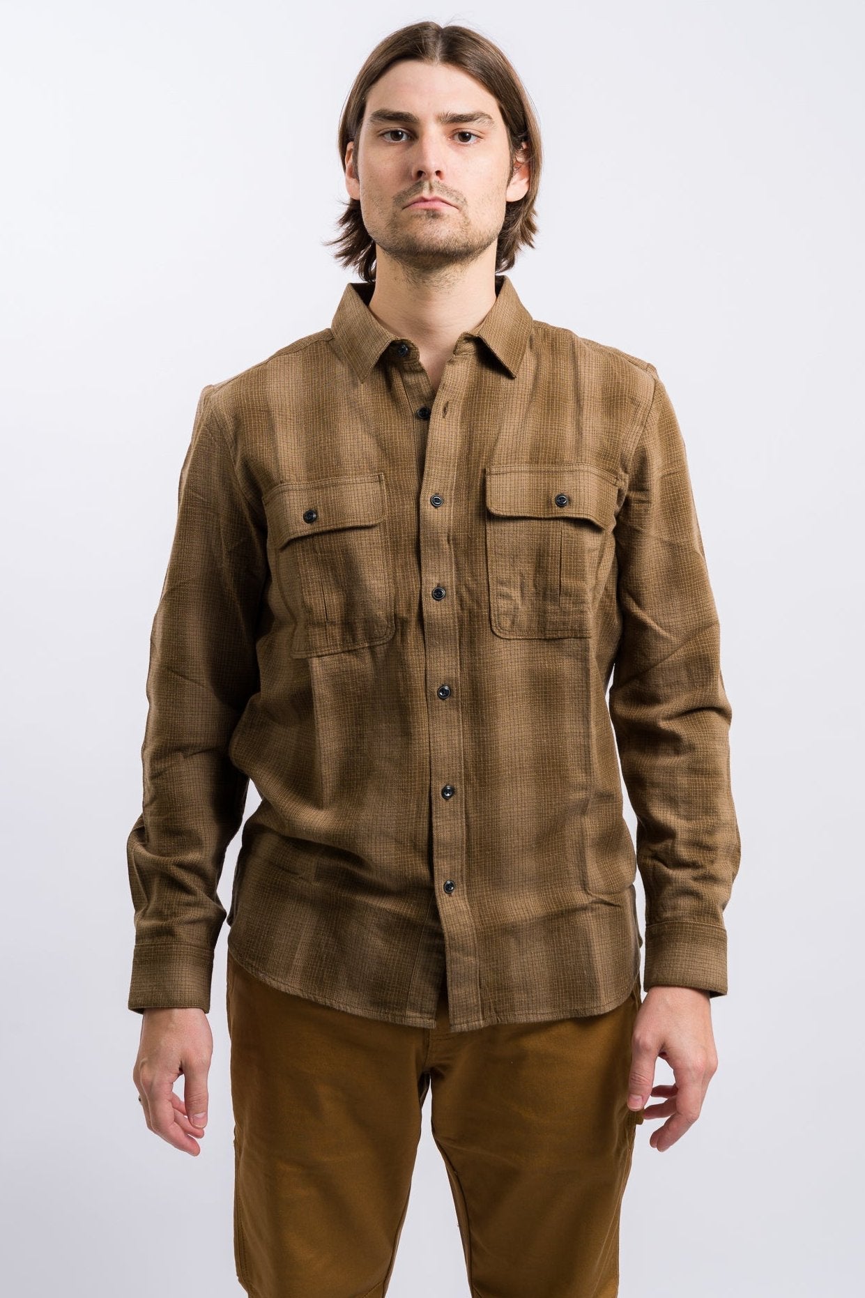 Volcom Shadowstone Long Sleeve Flannel Shirt - Dark Earth