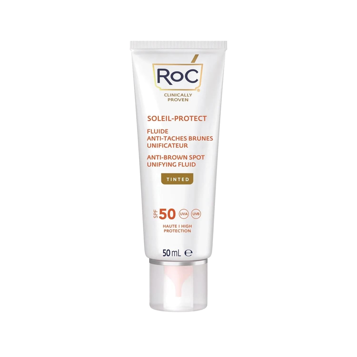 RoC SPF 50+ Anti-Dark Spot Face Sunscreen: Tone Evening &amp; Powerful Sun Protection, 50ml