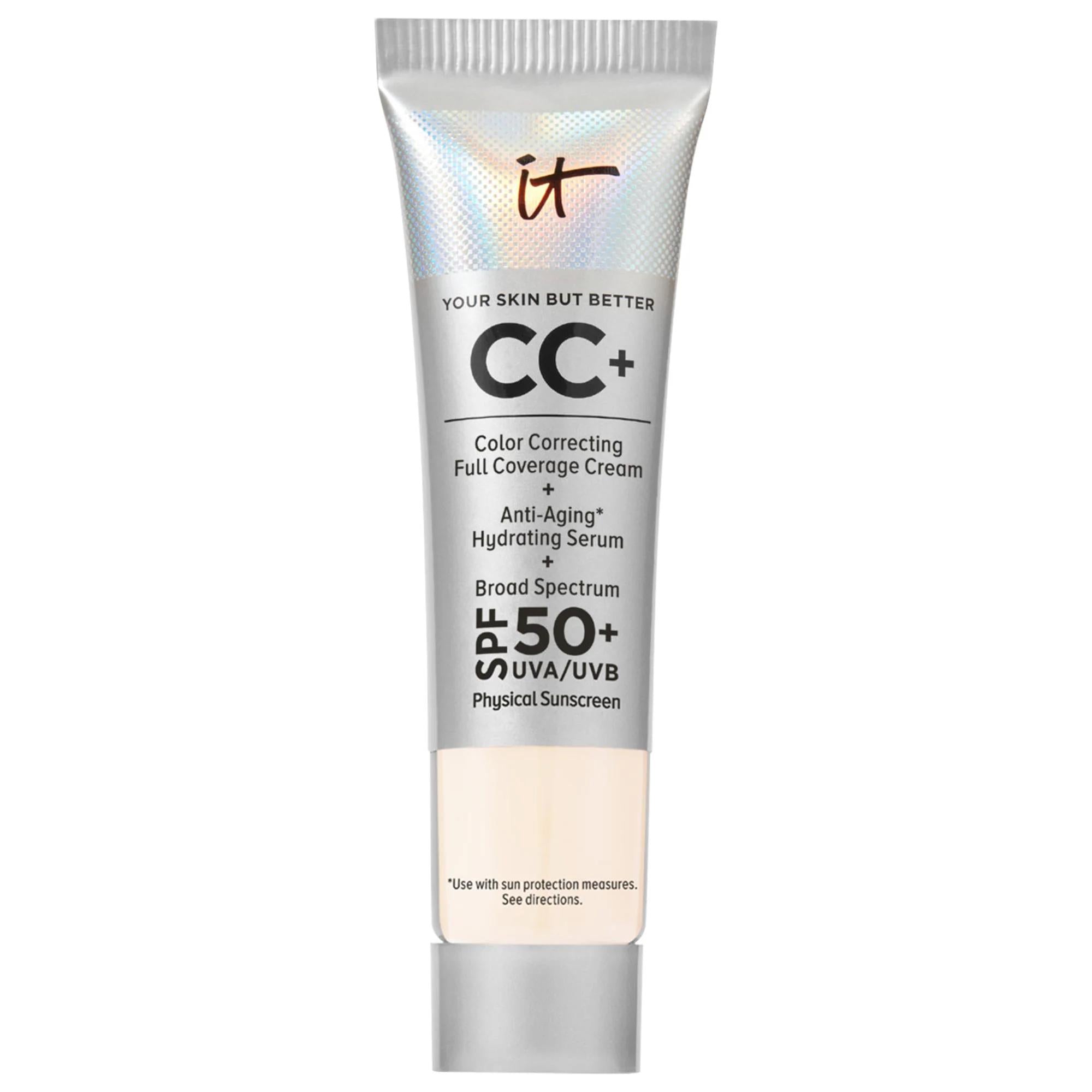 IT Cosmetics Mini CC+ Cream: Full Coverage Color Correcting Foundation with SPF 50+ - Hydrating, Anti-Aging, Conceals Redness &amp; Acne Scars
