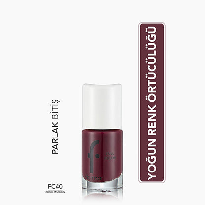 Flormar Full Color Extra Pigmented Nail Polish - Royal Maroon - High Pigmentation Nail Polish