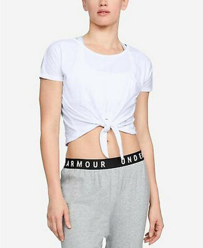 Under Armour Front-Tie Cropped T-Shirt, Size Large