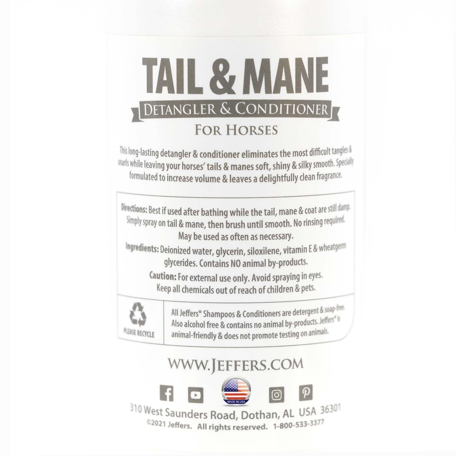 Jeffers Equine Tail &amp; Mane Detangler and Conditioner for Horses
