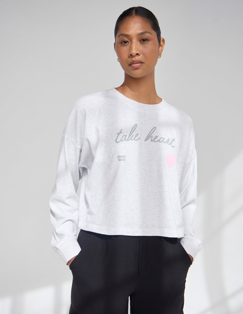 Take Heart Cropped LS Women&