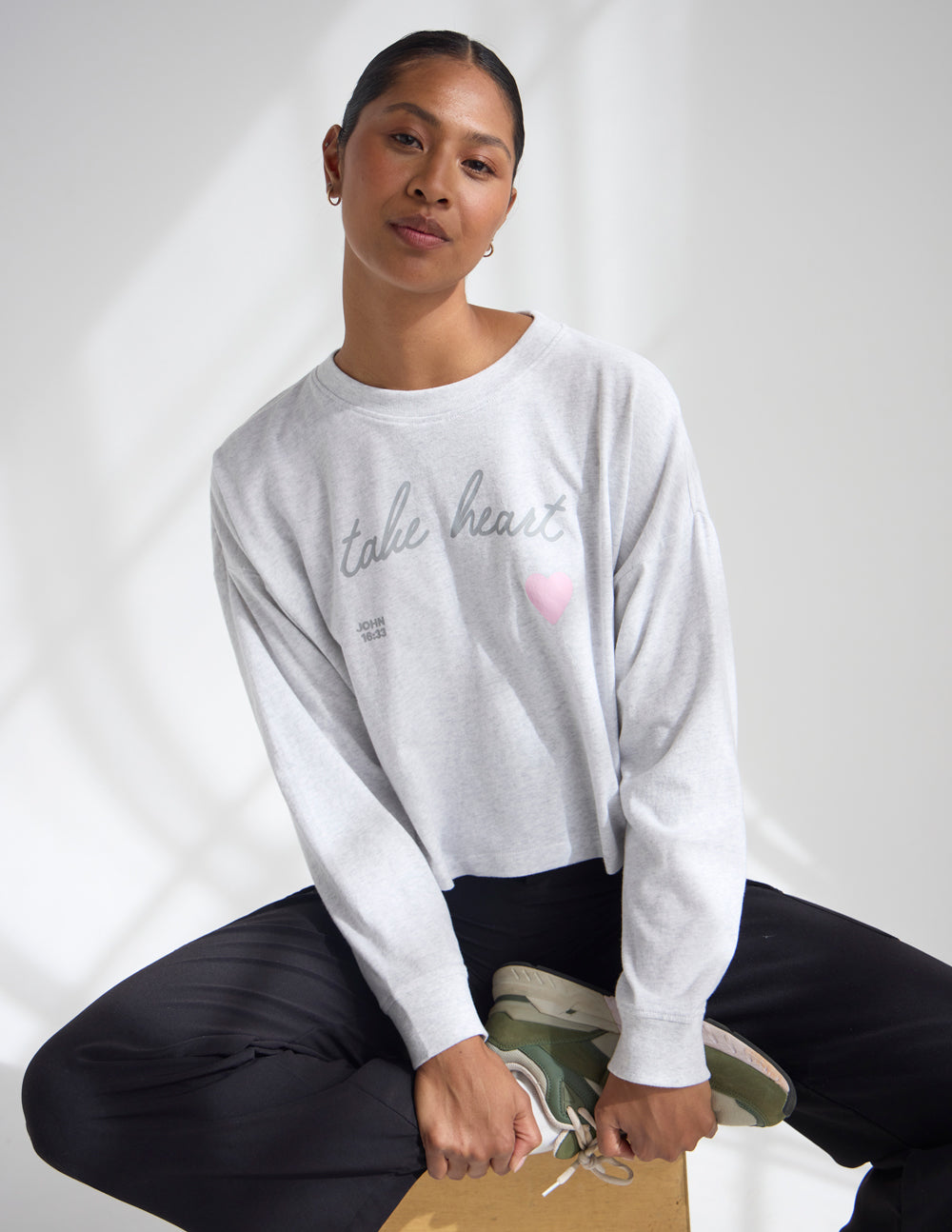 Take Heart Cropped LS Women&