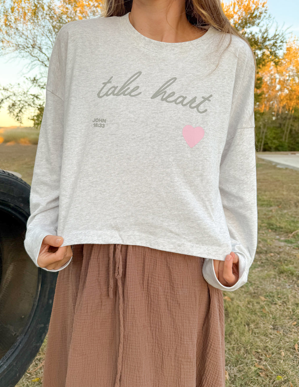 Take Heart Cropped LS Women&