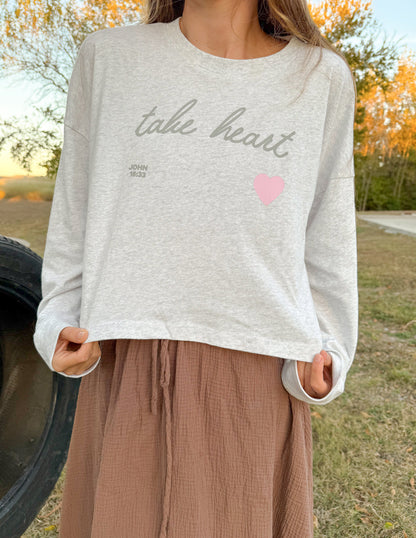 Take Heart Cropped LS Women&