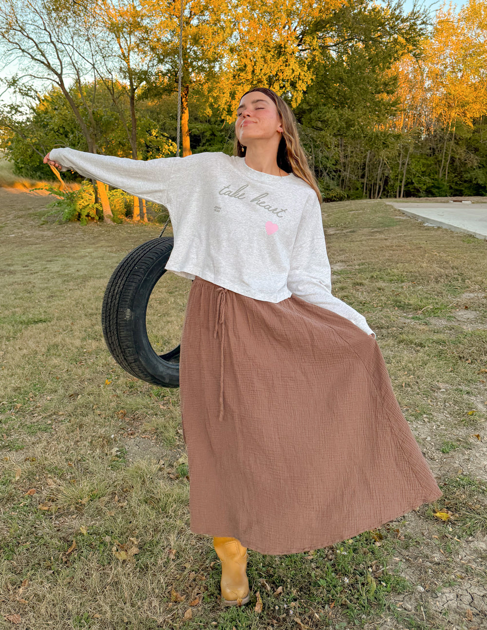 Take Heart Cropped LS Women&