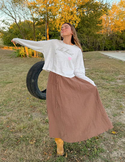Take Heart Cropped LS Women&
