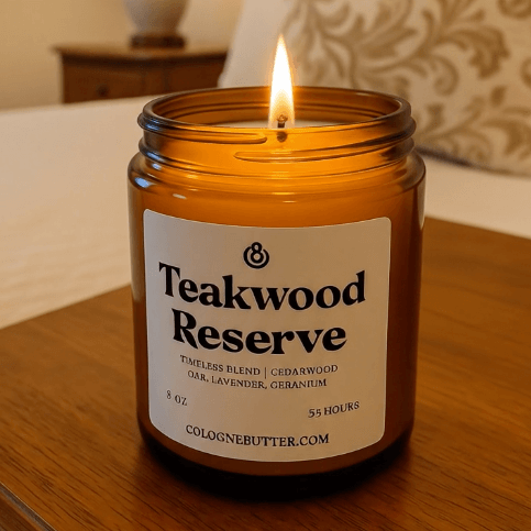 Teakwood Reserve - The Luxury Teakwood, Cedarwood &amp; Lavender Scented Candle for Elegant Home Decor, Deep Relaxation | Cologne Butter