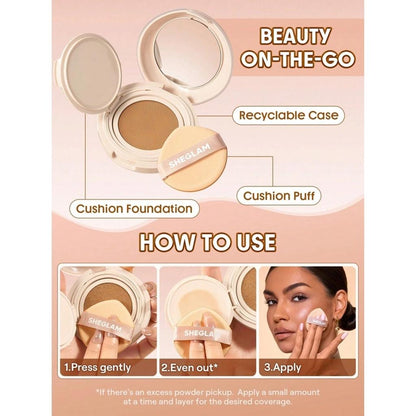 Sheglam Lock &amp; Go Cushion Foundation for Dewy Skin Sand 15g