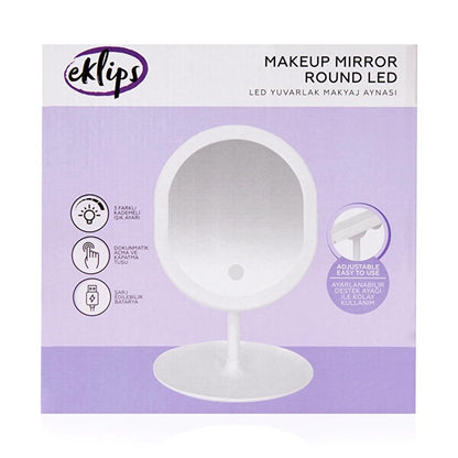Eklips Round LED Makeup Mirror with Built-In Light