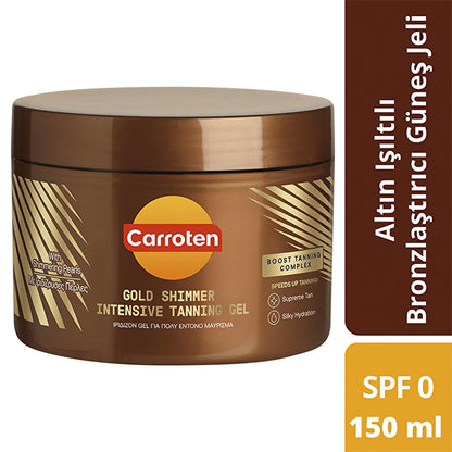 Carroten Gold Shimmer Tanning Gel SPF 0: Achieve a Deep, Radiant Bronze with Carrot &amp; Coconut Oils | Moisturizing Sun Tanning Lotion