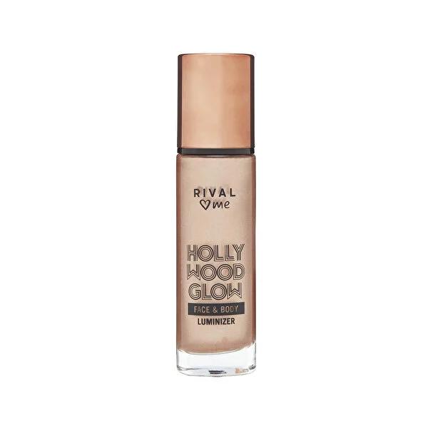 Rival Loves Me Liquid Face and Body Luminizer - Hollywood Glow, Smudge-Resistant, Nourishing Jojoba Oil &amp; Vitamin E - 1.12 fl oz