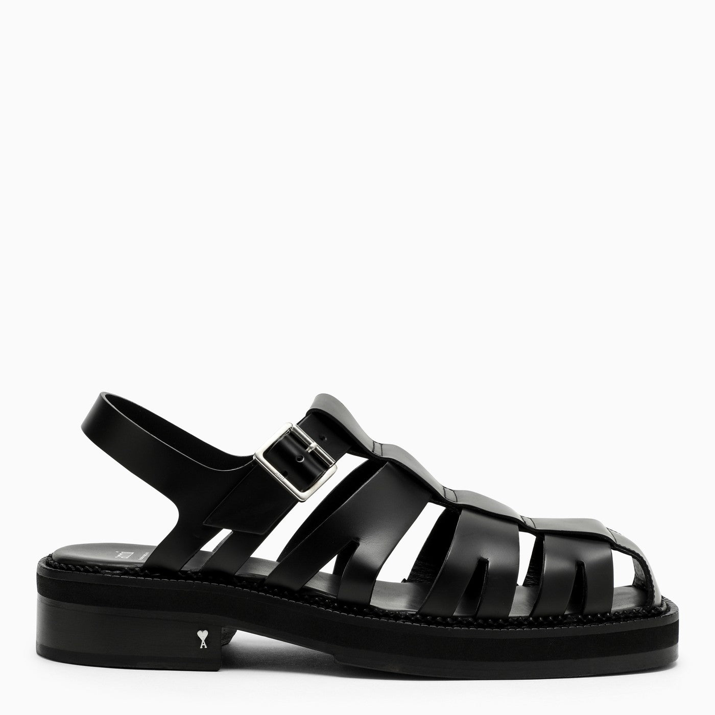 Ami Paris Black Fisherman Sandals In Leather