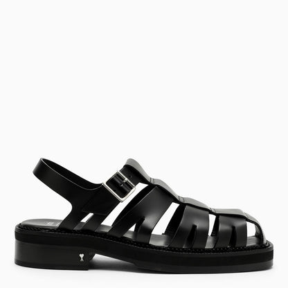 Ami Paris Black Fisherman Sandals In Leather