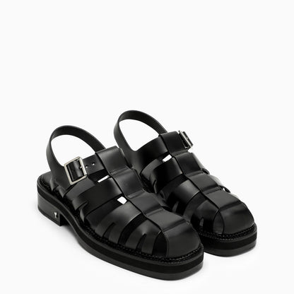 Ami Paris Black Fisherman Sandals In Leather